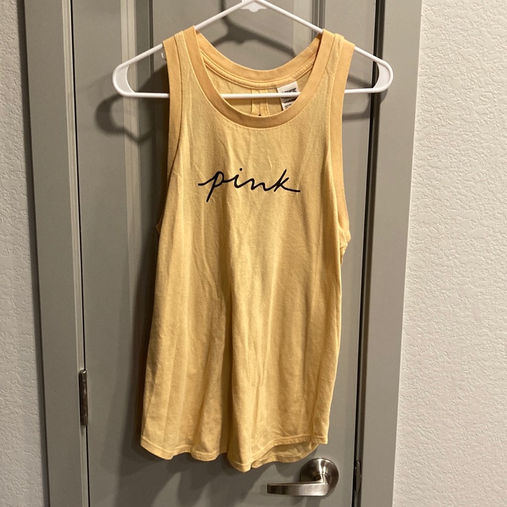 Victoria’s Secret Pink Yellow Sleeveless Open-Back Tank Top